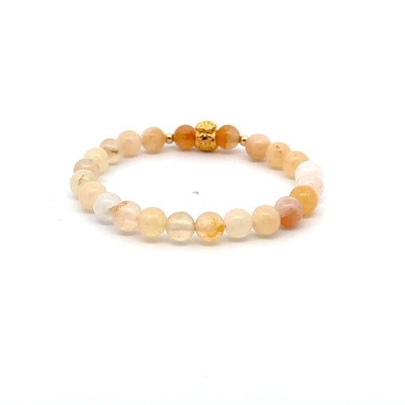 18K Gold Money Bag Lucky Charm Beads Bracelet Gemstone Aventurine Multicolor 6mm - Picture 4 of 4